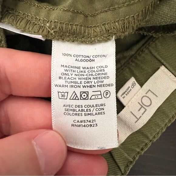 Loft Shorts Womens Size 8P Military Green High Waist Pockets Button Cotton - Picture 8 of 13